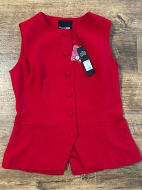 Fashion Nova Red Sleeveless Button-Front Vest